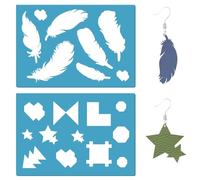 GORGECRAFT 2 Stili Piuma Stencil Acrilico Geometria Forma Pittura Stencil Riutilizzabili Stella Cuore Stencil Modelli Lapidari per Orecchini Gioielli Artigianato Fai Da Te Fare Bomboniere 13x9 cm