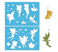 GORGECRAFT 2 Stili Stencil Fata Riutilizzabili Sogno Piccole Fate Modelli Angelo Acrilico Lapidario Taglio Modello Gioielli In Pelle per Dipingere su Legno Album di Ritagli Orecchini Da Pavimento