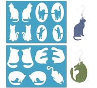 GORGECRAFT 2 Stili Stencil Gatti Animali Domestici Felini Modelli Riutilizzabili Taglio Acrilico Pittura Fai-Da-Te Gatto Che Gioca Simpatici Gattini Stencil per Disegnare Gioielli Orecchini 13x9cm