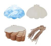 GORGECRAFT 20 pz Conchiglia Ritaglio in Legno Grezzo Vuoto Fette di Legno Appese Ornamenti Set con Fori Corde Pendenti per Artigianato Fai-da-Te Matrimonio Natale Compleanno Festa A Tema Decorazione