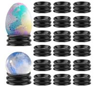GORGECRAFT 20 pz Nero Piatto Rotondo Espositore Basi Sfera Supporti Sfere di Cristallo Supporto Casa Deco Piedistallo Rack per 2.5-5cm Gamma Sfera Casa Ufficio Decorazione Desktop, 27.5x11.5mm
