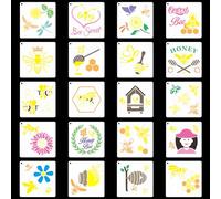 GORGECRAFT 20 pz Stencil per Miele D'Api 15x15 cm Modello A Nido D'Ape Alveare Fiori Dolce Farfalla Modello Libellula Stencil Da Disegno Riutilizzabili per Dipingere su Legno Tessuto Pareti