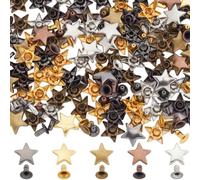 GORGECRAFT 200 Set Rivetti A Stella 12mm Chiodini in Pelle Metallo Borchie e Spuntoni Pentagramma Piatto A Cinque Punte Rivetti Punk per Vestiti Borse Cinture Scarpe Giacche Artigianato Oro Argento