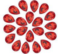 GORGECRAFT 20pz Cabochon A Goccia Grandi Strass Cabochon Pointback Pietre Acriliche In Vetro Sfaccettato Senza Foro Gemme Accessori per Abiti per Creazione di Gioielli Costumi Rosso 30x20mm