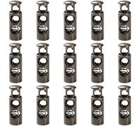 GORGECRAFT 20pz Fermacorda A Molla Neri in Lega Metallico con Doppio Foro estremità del Cordino Caricato Clip di Regolazione Scorrevoli Fermagli di Fissaggio Elastici Lacci delle Scarpe Abbigliamento