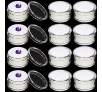 GORGECRAFT 20pz Piccola Scatola Rotonda Vuota per Gioielli con Diamanti Sciolti Espositore per Pietre Preziose Coperchio Trasparente con Coperchio A Pressione Contenitore Riempito di Spugna Bianca