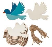 GORGECRAFT 20pz Piccoli Uccelli in Legno Non Finiti Ritagli in Legno Ornamenti Colomba della Pace Decorazioni per Uccelli Appesi Segni Vuoti con Foro Corda di Canapa per Matrimonio Compleanno