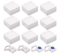 GORGECRAFT 20pz Scatole per Esposizione di Pietre Preziose Sciolte 2.95cm Piccole Vetrine Bianche per Gioielli Contenitori Scatole Regalo Acriliche Quadrate con Diamanti con Cuscini In Spugna Coperchi
