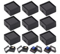GORGECRAFT 20pz Scatole per Esposizione di Pietre Preziose Sciolte 2.95cm Piccole Vetrine Nere per Gioielli Contenitori con Diamanti Quadrate in Acrilico Scatole Regalo con Cuscini in Spugna Coperchi