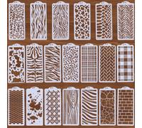 GORGECRAFT 20pz Stencil per Texture Artistiche con Tecnica Mista Riutilizzabili Modello di Stampa Leopardo Mattoni Splatter Mucca Bordo A Strati Astratti per Dipingere su Mobili da Parete 26x11cm