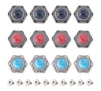 GORGECRAFT 21 Set Bottoni Turchesi Bottoni con Retro A Vite 3 Colori Boccioli Stile Western Bottone Margherita Fibbia Decorativa Girasole Fibbia di Ricambio Fiore Vintage per Decorazioni Fai Da Te