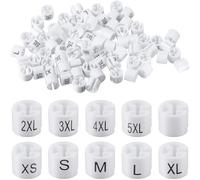 GORGECRAFT 216pz 10 Stili Appendiabiti Marcatore XS/S/M/L/XL/2XL/3XL/4XL/5XL Etichetta Taglia Bianca Adatta 9.5mm Asta Rotonda Piccola Plastica Appendiabiti Marcatori Taglia Clip per Abbigliamento