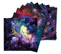 GORGECRAFT 24 foglio 12 stili Scrapbooking Cartoncino Carta 15x15cm Galassia su Un Lato con Motivi per Decoupage Carta per Origami Cielo Stellato Sfondo Forniture per Creazione di Biglietti Scrittura
