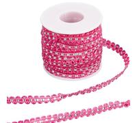 GORGECRAFT 25M RIC Rac Trim Ribbon 8mm Onda per Cucire Frange Piegate Finiture in Filato Metallico Nastri in Pizzo Fucsia Tessuto da Imballaggio Nastro Elastico in Pizzo Zig Zag Craft per Vestiti