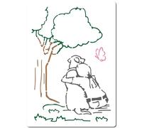 GORGECRAFT 29.7x21 cm Banksy Donna Stencil Modello Albero Femmina e Cane Sotto Un Albero Modello Farfalla Stencil Da Disegno In Plastica Riutilizzabili per Dipingere su Legno Pareti Mobili Tela Tessut