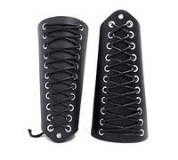 GORGECRAFT 2PCS Bracciale in Pelle con Cinturino in Pelle Modello Albero della Vita Bracciali Polsini Protezioni Braccio Guardia Tiro con L'Arco Fibbia Bracciali Unisex Polsini in Pelle(Nero)