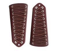 GORGECRAFT 2PCS Bracciale In Pelle con Guanto Da Polso Bracciale Armatura Medievale Bracciali Da Polso Vichingo Guardia Braccio Tiro con L'Arco Fibbia Bracciali Braccialetti In Pelle Unisex(Marrone)