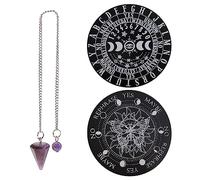 GORGECRAFT 2PCS Fasi Lunari Pendolo Farfalla Divinazione in Legno Altare Stregoneria Kit in Legno Bacheca Metafisica con Pendolo Collana di Cristallo Forniture per Altare Wicca Decorazione Murale