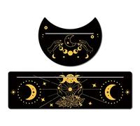 GORGECRAFT 2Pcs Porta Tarocchi in Legno Porta Carte Tarocchi Nero 5" a Forma di Luna e 10" Rettangolari Tarocchi in Legno Porta Altare Espositore Strumenti Cerimoniali, Luna e Mano della Speranza