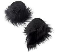 GORGECRAFT 2pz 10cm Tessuto In Finta Pelliccia di Volpe Natalizia Nera Shaggy Peluche Sintetica Toppa Soffice Pelliccia Fuzzy Rottami Nastro Cucito Tagli di Pelliccia per Halloween Babbo Natale Gnomi