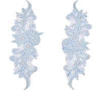 GORGECRAFT 2pz 3D Applique in Pizzo con Perline Fiore di Perla Ricamo Pizzo da Sposa Toppe da Cucire Tulle Floreale Rete Garza Decalcomania Tessuto A Rete per Cucire Stoffa Abito da Sposa