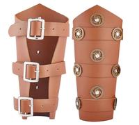 GORGECRAFT 2pz Bracciali per Tiro con L'Arco in Pelle con Fibbia Guanti Medievali in Pelle Polsini Ingranaggi Decorazione Protezioni per Braccia in Pelle PU Polsino Regolabile per Costumi Cosplay