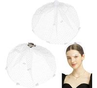 GORGECRAFT 2pz Cappelli Fascinator Vintage Velo A Rete da Sposa Matrimonio Tea Party Velo con Flapper Pizzo Copricapo Copricapo Accessori per Capelli Halloween Cosplay Cocktail Sposa Donne Bianco