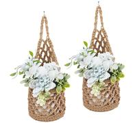 GORGECRAFT 2pz Cesto di Frutta in macramè in Cotone Color Cuoio Stile Rustico Stile Boho Lavorato A Maglia Intrecciato per Piante e Ortaggi Portaoggetti da Appendere alla Parete Domestiche da Interno