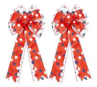 GORGECRAFT 2pz Grande Corona Patriottica Fiocchi Giorno Dell'Indipendenza Stella Rossa Blu Memorial Day Bandiera Americana Corona di Iuta Fiocco per Interni Esterni Festa del Lavoro Festa di Natale