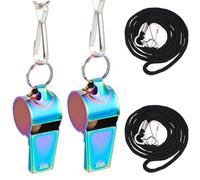 GORGECRAFT 2pz in Acciaio Inossidabile Fischietti Color Arcobaleno in Metallo per Allenatori Sportivi Suono Forte e Nitido Arbitri Fischietti per Allenatori con Cordino per Allenatori Bagnini