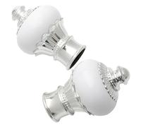 GORGECRAFT 2pz Terminali per Asta per Tende Singoli per Tendaggi Sostituzione Petali Bianchi Testa Decorativa Tappi per Testa con Cappuccio per Aste Decorative per Finestra Singola Adatto 28mm(Bianco)