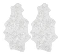 GORGECRAFT 2pz Toppa A Forma di Fiore In Garza Ricamata con Paillettes Applique In Pizzo Perle e Perline Toppa In Tessuto Bianco Da Cucire su Tessuto Floreale per Colletto Sposa Abito Abbigliamento