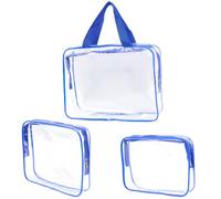 GORGECRAFT 3 Dimensioni PVC Travel Beauty Case Trasparente Blu Borsa per Il Trucco Kit Grande capacità Impermeabile Trasparente Rettangolo Organizer Cosmetico Cura della Pelle Pouch con Cerniera