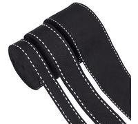 GORGECRAFT 3 misura Nastro In Gros-Grain con Bordo Punto Nero Nastro In Cotone A Sella Da 15 metri con Linee di Bordo Bianche su Entrambi I Lati Fettuccia Cucita per Cucito Artigianato Fai-Da-Te