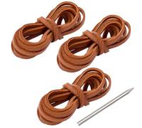 GORGECRAFT 3 Rotoli Kit La Sostituzione dei Guanti da Baseball Include 6m*5mm Cordini in Pelle Bovina Terra di Siena Ferri da Maglia in Acciaio Inossidabile Guanti da Softball La Riparazione