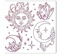 GORGECRAFT 30 cm Mandala Sun Moon Stencil Stencil Da Disegno In Plastica Modelli di Pittura Riutilizzabili Fai Da Te Decorativo Modello di Stella Modello Artigianato per Scrapbooking Mobili Parete
