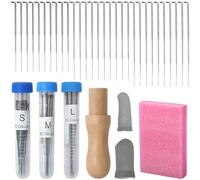 GORGECRAFT 30 pz Kit di Aghi per Infeltrimento di Lana Set di Strumenti per Infeltrimento Ad Ago Include 3 Misure 36/38/40 Gauge Aghi per Infeltrimento Manico in Legno Tappetino in Schiuma