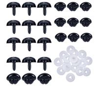 GORGECRAFT 30 pz Nasi per Bambole In Plastica Neri di Sicurezza Cucire Naso per Cane con Rondelle Forniture per Orsacchiotti All'Uncinetto per Cuccioli di Orso Burattini Peluche Animali di Peluche Acc