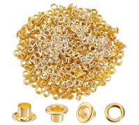 GORGECRAFT 300 Pezzi di Occhielli Autoportanti con Foro da 4mm Occhielli in Metallo Dorato Kit di Occhielli Rapidi con Rondelle per Riparare Perline Vestiti Scarpe Pelle Tela Artigianato Fai da Te