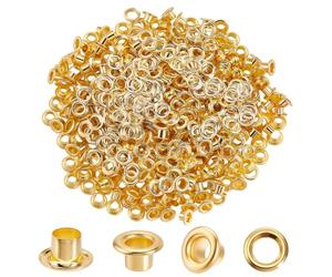 GORGECRAFT 300 Pezzi di Occhielli Autoportanti con Foro da 4mm Occhielli in Metallo Dorato Kit di Occhielli Rapidi con Rondelle per Riparare Perline Vestiti Scarpe Pelle Tela Artigianato Fai da Te