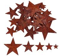 GORGECRAFT 30PCS 5 Dimensioni Metallo Arrugginito Fienile Stella Antichi Primitivi Paese Rustico Latta Acciaio Stelle Mini Stella da Appendere per Artigianato Fai da Te Vintage Fattoria Casa Porta