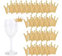 GORGECRAFT 30pz Etichette per Bevande A Forma di Corona in Acrilico Vuote per Feste Segnabicchieri da Vino Identificativi per Bicchieri Piatti Marcatori Dorati Calici Casa Bar Festival Halloween