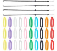 GORGECRAFT 34 pz Set di Cordini per Collana Che Include 30 pz 10 Colori 40 mm Anelli in Gomma Antiscivolo Supporto 4 Colori Cordino con Pendente A Prova di Perdita per Penne Protettive Ufficio