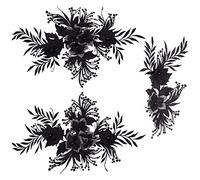 GORGECRAFT 3D Fiore Sequenza di Perline Applique In Pizzo Ricamo Computerizzato Poliestere Toppe Da Cucire Abito Da Sposa Decorazione Toppe Adesivo Accessori Fai Da Te Strumento Da Cucito (Nero)