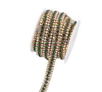 GORGECRAFT 3M 3 File Strass Catena di Chiusura 9mm Larga Rotolo di Catena A Tazza con Artiglio di Cristallo Smeraldo Base Dorata con Bobina per Cucito Artigianato Abbigliamento Borse Scarpe Bouquet