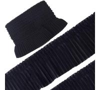 GORGECRAFT 4.57 Metro Chiffon Plissettato Rifinitura In Pizzo Increspato Cucito Bordo In Tessuto Onda Elastica Nastro In Pizzo per Tende Tovaglie Bambola Costume per Animali Domestici Vestito Nero
