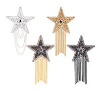 Gorgecraft 4 colori 4 pezzi Toppe Termoadesive Fai Da Te Strass Stella Applique Glitter Toppe Adesive con Catena Palla di Ferro Nappe Toppa di Riparazione per Cellulare Stella (Colori Misti)