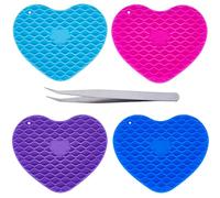 GORGECRAFT 4 colori Sottopentola A Forma di Cuore In Silicone Antiscivolo Resistente Al Calore Presine Sottopentola Grande Sottobicchiere per Tavolo Piani di Lavoro Piatti Padelle Blu Verde Viola Rosa