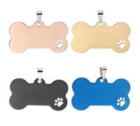 GORGECRAFT 4 Colori Targhette Vuote per Cani in Acciaio Inox Numero Nome Targhetta per Cani con Zampa Design Cavo Forma Osso Gatto Animale Domestico Numero Targhette Identificative Ciondolo Collare
