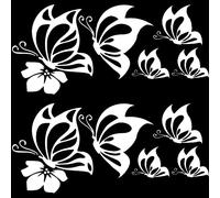 GORGECRAFT 4 Foglio Farfalla Set di Decalcomanie per Auto Grandi Decalcomanie per Auto Farfalle Baciare Ibisco Decalcomanie Riflettenti Vinile Adesivo Impermeabile Adesivi per Auto da Donna, Bianco